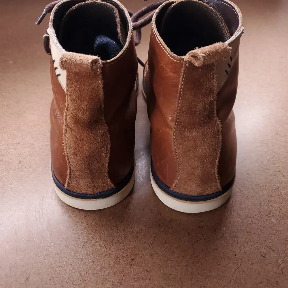 ALDO Leather Ankle Boots Men 9 Brown Cap Toe White Sole Lace‎ Up Gorpcore